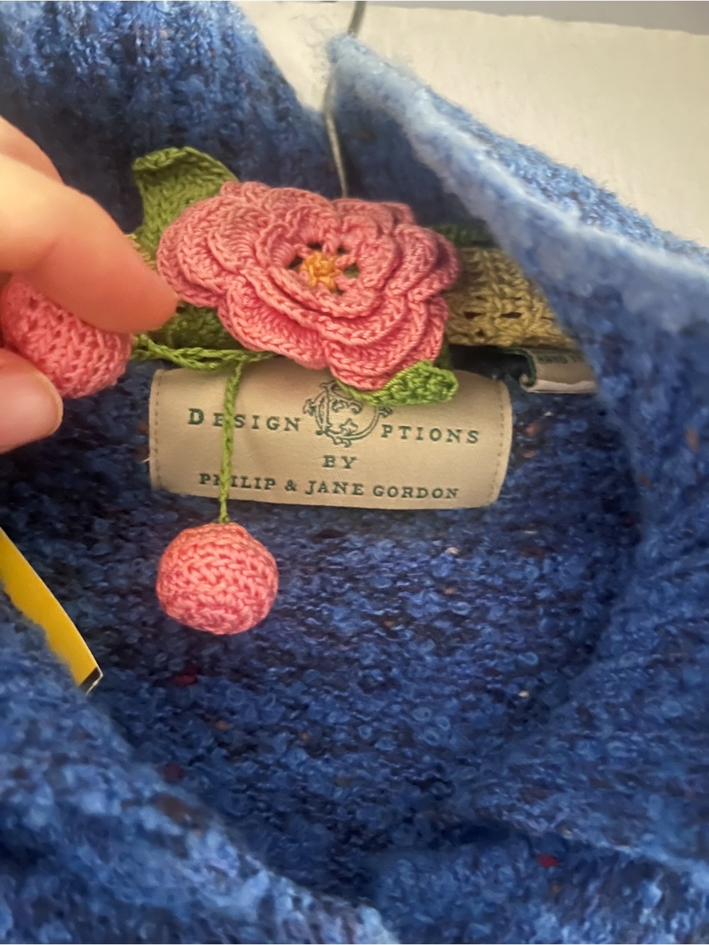 Design Options By Philip and Jane Gordon Blue Knit Dog Vintage Cardigan - Picture 6 of 12